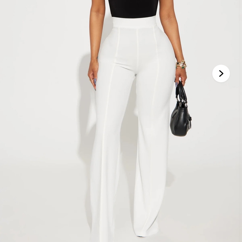 Fashion Nova Elegant White Wide Leg Pants
